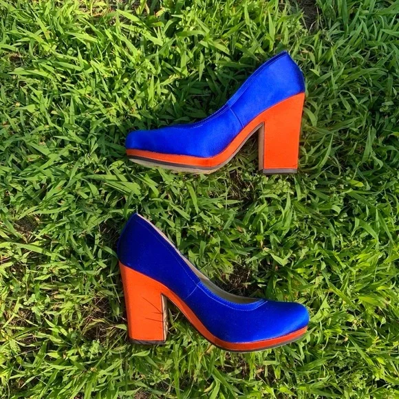 Seychelles Montreal Heel in Cobalt & Orange - Picture 3 of 6